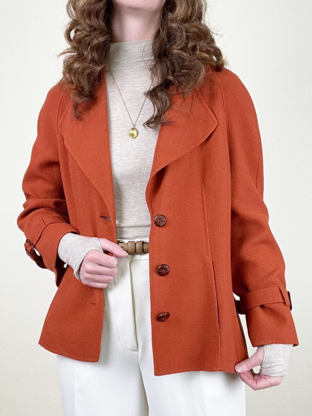 Vintage 100% Wool Blazer Jacket Crop Trench Coat Peacoat Oversized 90s Y2K 00s